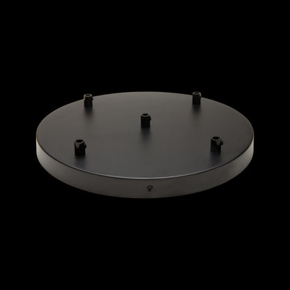 Plafonnier Acier D.300mm Noir 5 Sorties + Arrêts Pour Câbles D.6mm