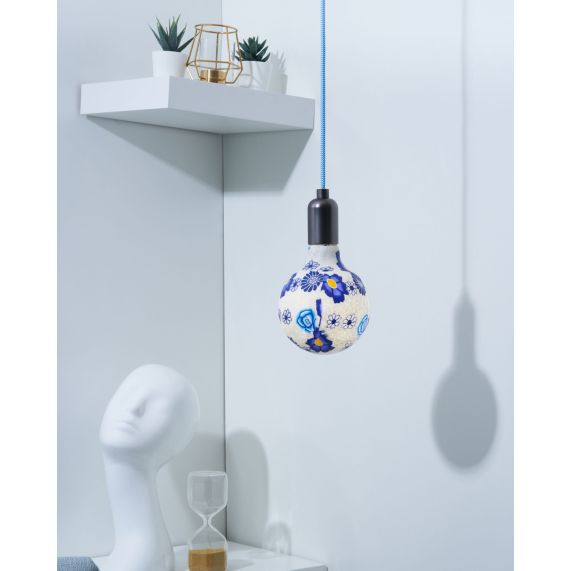 Globe imprimé bleu G125, Filament LED, 4W, E27, 6900K, Dim