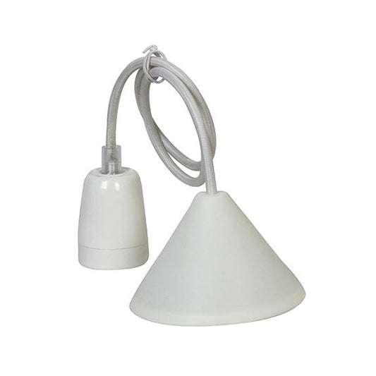 FS MONTURE E27 CERAM.CABL.TEXT BLANC F.80CM