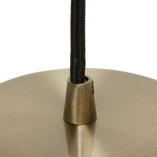 Suspension Douille E27 Lisse et Pavillon Métal Bronze +Câble Textile Noir 2 Mètres