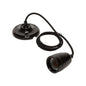 Suspension Douille E27 et Pavillon Céramique Noire + Câble Textile Noir 1 Mètre