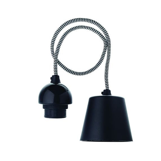 FS MONTURE E27 NOIR CABL TEXT.NOIR&BLANC 80