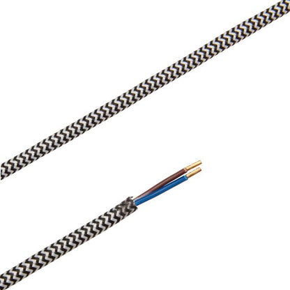 Câble Textile Rond 2x0,75mm2 Double Isolation Noir et Blanc 2 Mètres