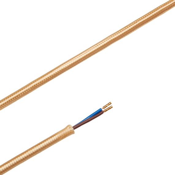 Câble Textile Rond 2x0,75mm2 Double Isolation Beige 2 Mètres