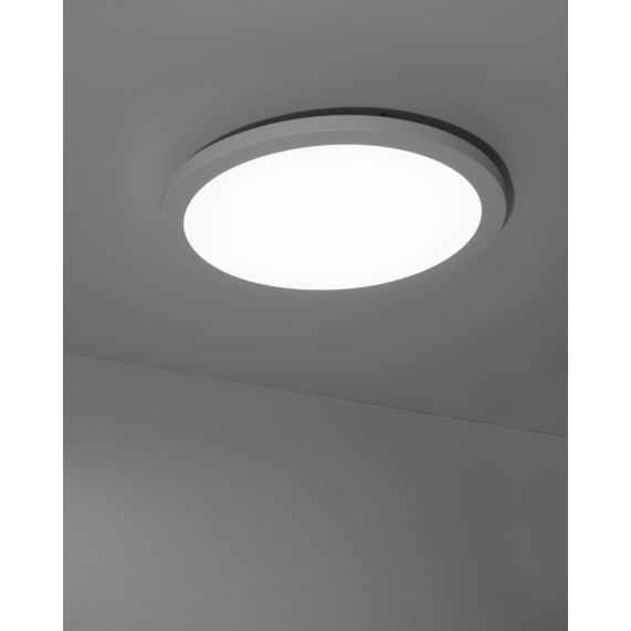 Rama - Plafonnier LED IP 65 Ø270x45 14W 3000K 1000lm 120° blanc avec de présence