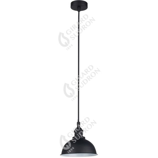 Suspension IP44 Alu E27 Max.60W abat-jour Noir extérieur / intérieur cable PVC L.150cm Noir