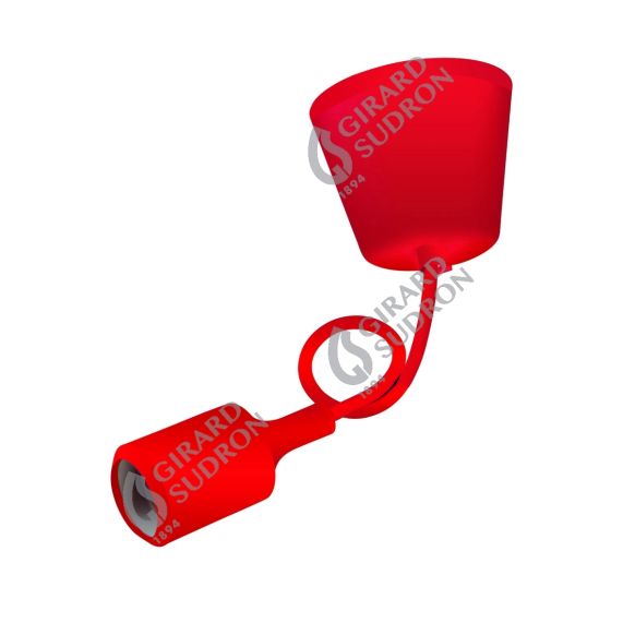 Suspension Douille E27 + Pavillon Silicone rouge + Câble Textile rouge L80CM