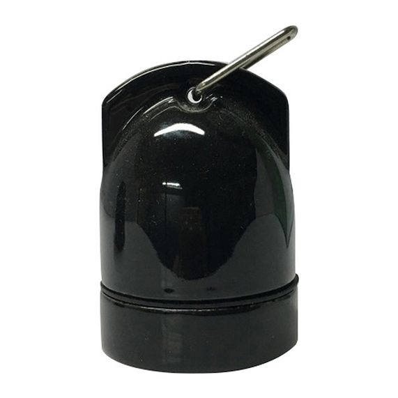 Douille E27 porcelaine av. crochet ø46mm H.70mm noir