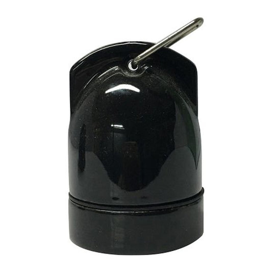 Douille E27 porcelaine av. crochet ø46mm H.70mm noir