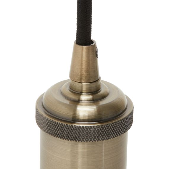 Suspension Douille E27 Filetée et Pavillon Métal Bronze + Câble Textile Noir 1 Mètre
