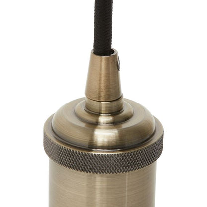 Suspension Douille E27 Filetée et Pavillon Métal Bronze + Câble Textile Noir 1 Mètre