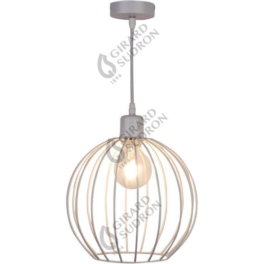 Suspension E27 Max.40W abat-jour Metal Blanc extérieur / intérieur cable PVC L.100cm Blanc