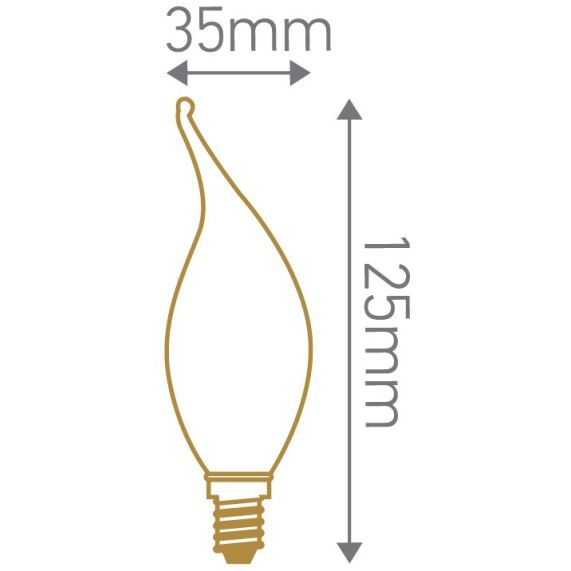 Flamme CV4 Filament LED 2W E14 2700K 210Lm Sat.
