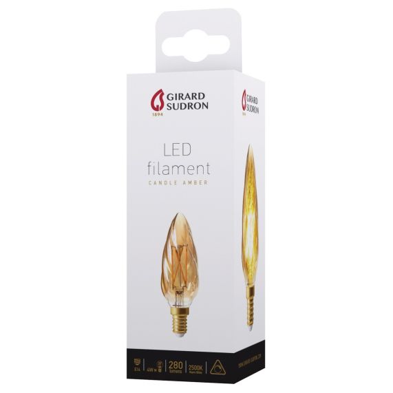 Flamme Torsadée F6 Filament Led 4W E14 2500K 280Lm Dim. Amb.