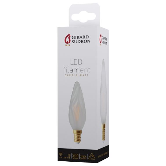 Candle GS8 LED Filament 4W E14 2700K 300Lm Dim. Sat.