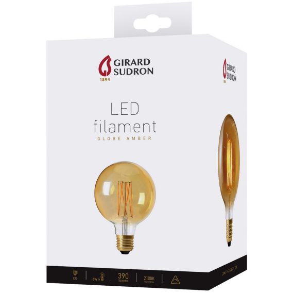 Globe G125 Filament LED 6W E27 2100K 390Lm Dim. Amb. RA>90