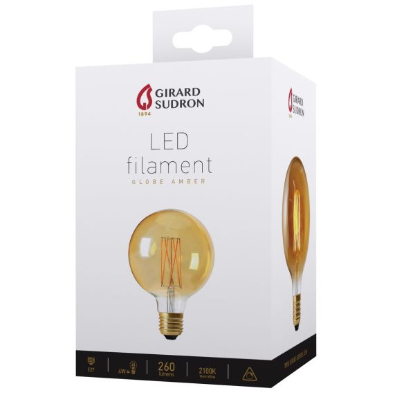 Globe G95 Filament LED 4W E27 2100K 260Lm Dim. Amb. 3125467166001