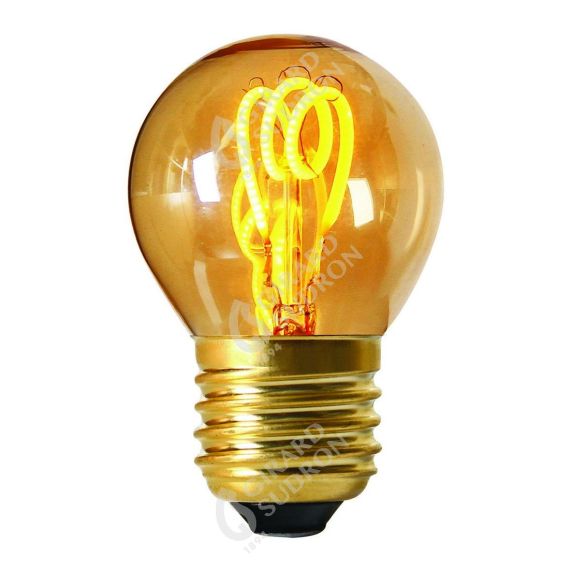 Sphérique G45 Filament LED Torsadée 3W E27 100lm Dim. Ambre