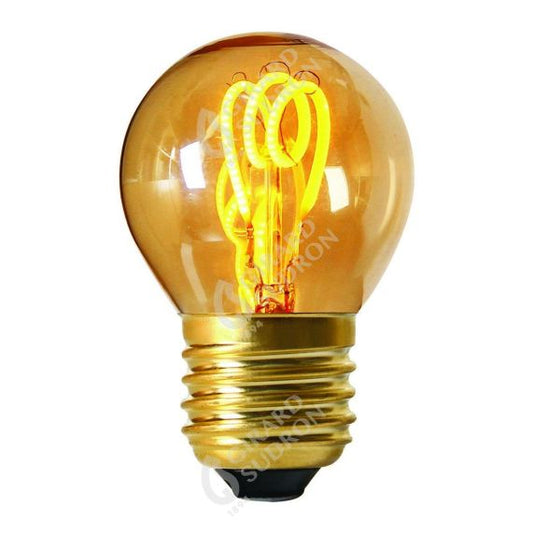 Sphérique G45 Filament LED Torsadée 3W E27 100lm Dim. Ambre