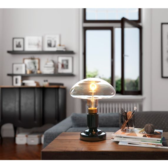 Lampe a poser E27 noir effet ceramique Vallauris 220-240V IP20 115x110mm