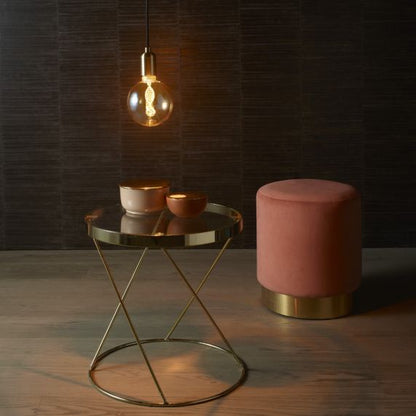 Suspension Douille E27 Lisse et Pavillon Métal Bronze +Câble Textile Noir 2 Mètres