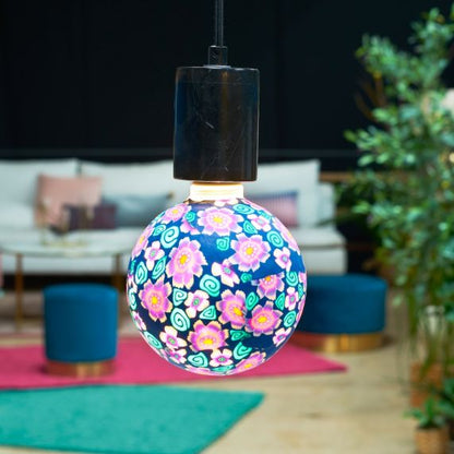 Globe G125 E27 Rose/ Violet Psychedelique imprimé floral 4W 470lm 2700K dim