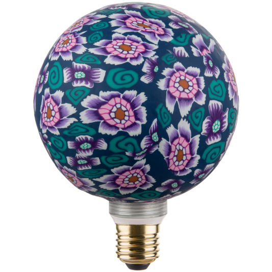 Globe G125 E27 Rose/ Violet Psychedelique imprimé floral 4W 470lm 2700K dim