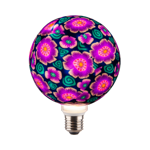 Globe G125 E27 Rose/ Violet Psychedelique imprimé floral 4W 470lm 2700K dim