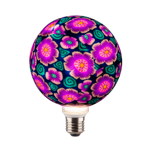 Globe G125 E27 Rose/ Violet Psychedelique imprimé floral 4W 470lm 2700K dim