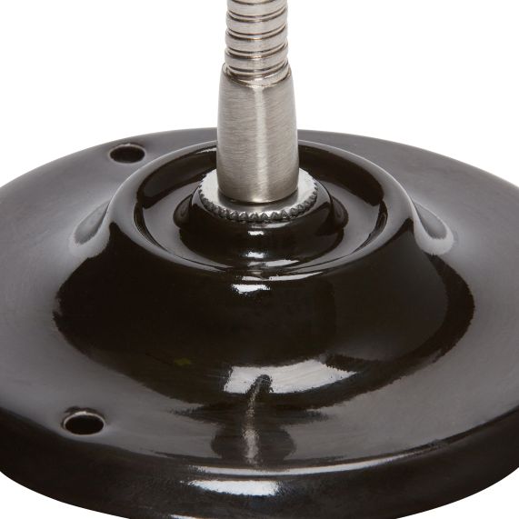 Applique Pavillon Et Douille E27 Céramique Noire + Flexible Chromé