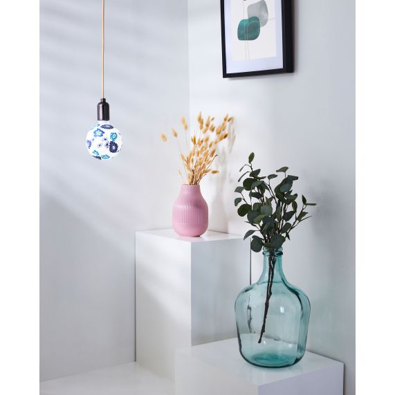 Globe imprimé bleu G125, Filament LED, 4W, 88lm, E27, 6900K, Dim