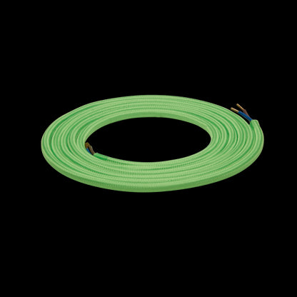 Câble Textile Rond 2x0,75mm2 Double Isolation Vert 2 Mètres