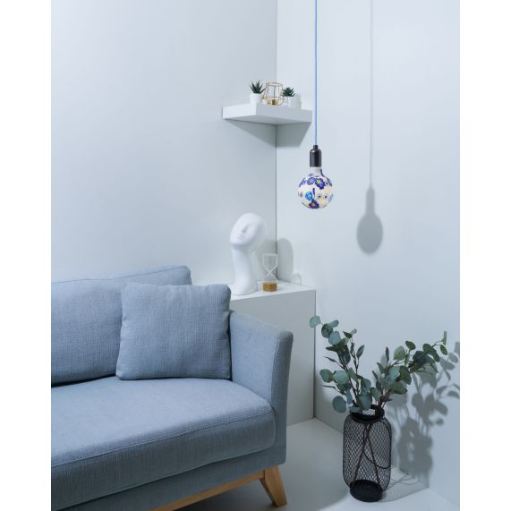 Globe imprimé bleu G125, Filament LED, 4W, E27, 6900K, Dim