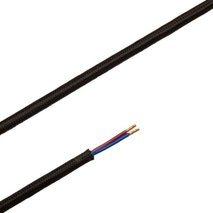 Câble Textile Rond 2x0,75mm2 Double Isolation Noir 2 Mètres