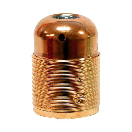 Douille E27 à chemise filetée acier cuivré avec terre