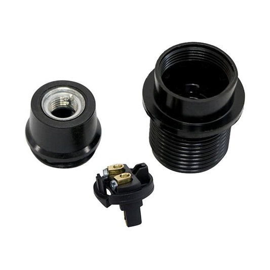 Douille démontée E12 à chemise semi-filetée noire culot H. 21 mm