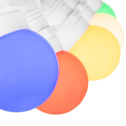 GS - LOT 5 SPHERIQUES LED IP44 E27 1W Couleurs panachées (Rouge/ Vert/ Jaune/ Bleu / Blanc Chaud)