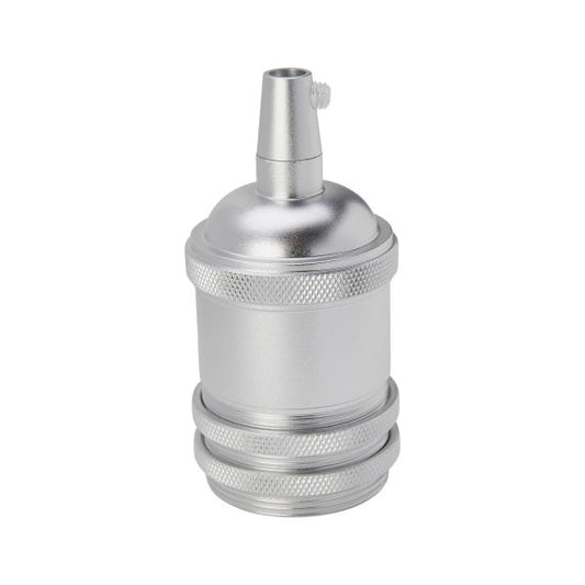 Douille Acier E27 Filetée avec Bague Argent