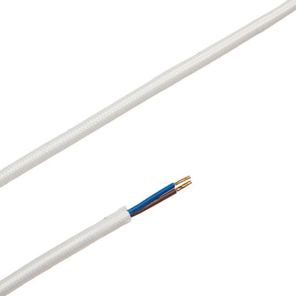 Câble Textile Rond 2x0,75mm2 Double Isolation Blanc 2 Mètres