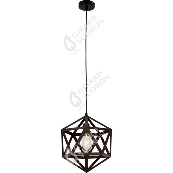 Suspension E27 abat-jour métal Noir cable PVC L.100cm