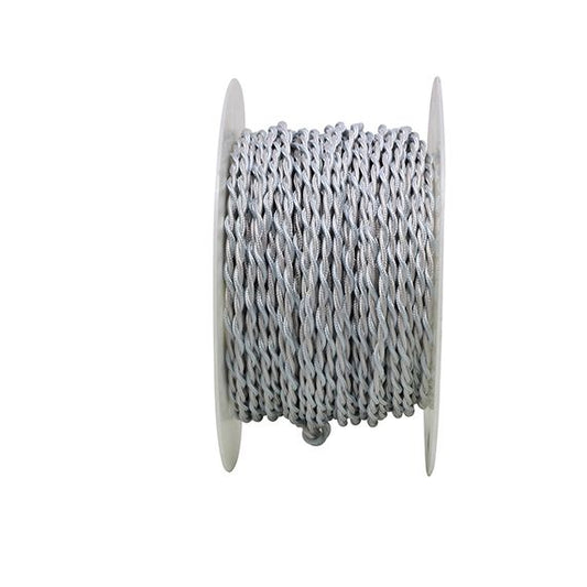 CABLE TORSADE 2X0,5 TRESSE RAYONNE BLANC (TOURET 50M )