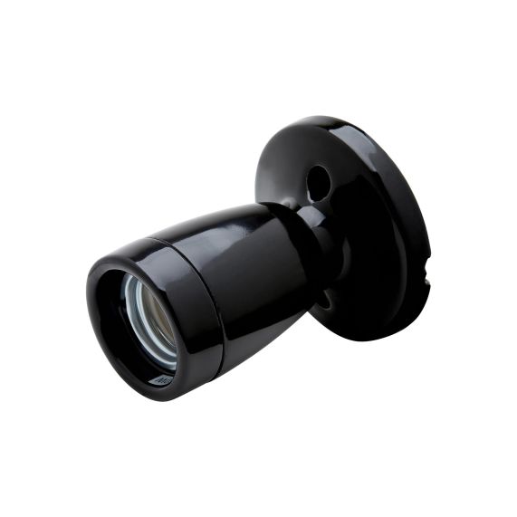 Douille E27 Céramique Sur Patère Noire