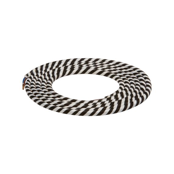Cable rond spirale noir blanc 2 mètres 2 x 0,75mm2