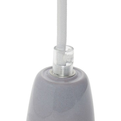 Suspension Douille E27 et Pavillon Céramique Grise + Câble 2 Mètres Blanc