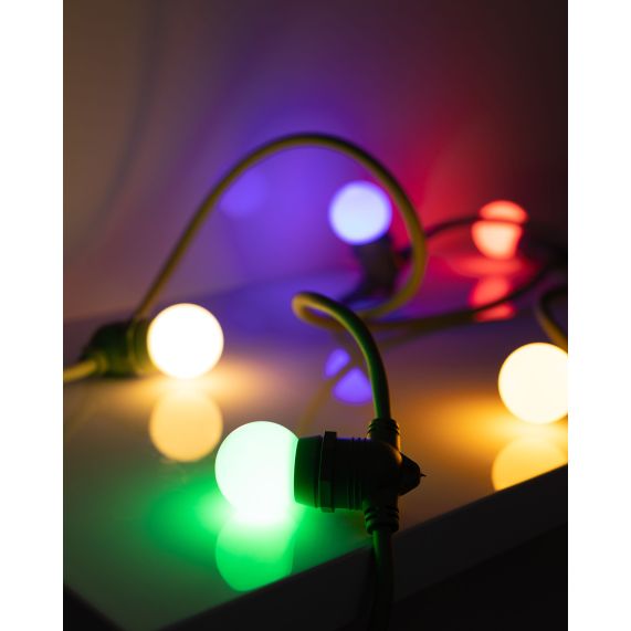 GS - LOT 5 SPHERIQUES LED IP44 E27 1W Couleurs panachées (Rouge/ Vert/ Jaune/ Bleu / Blanc Chaud)