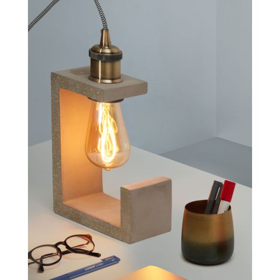CONCRETE - table lamp + gold lampholder E27