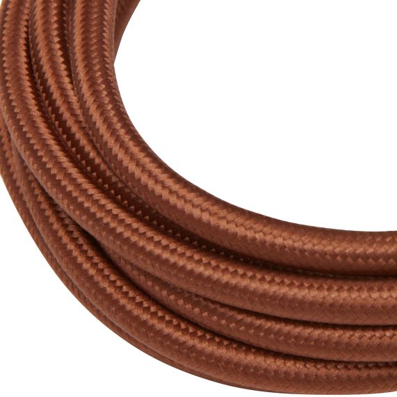Câble Textile Rond 2x0,75mm2 Double Isolation Marron 2 Mètres