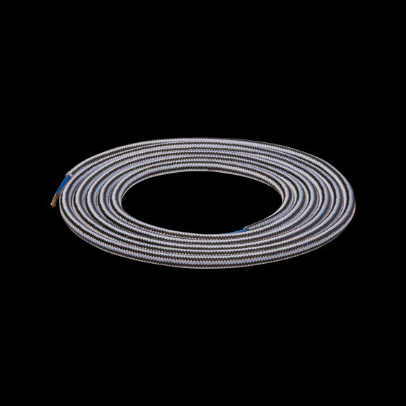 Câble Textile Rond 2x0,75mm2 Double Isolation Noir Blanc 2 Mètres