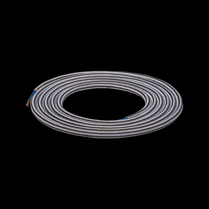 Câble Textile Rond 2x0,75mm2 Double Isolation Noir Blanc 2 Mètres