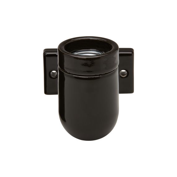 Applique porcelaine E27 av. patte de fixation noir